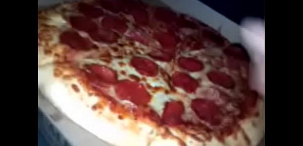  massive cumshot on young wifes pizza has friend eat some too!
